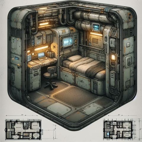 Floor plan for 1 bed, 1 bath, 1300 sqft